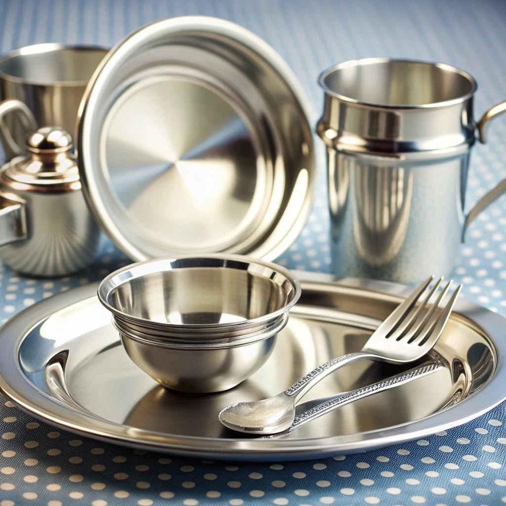 Edles Kindergeschirr aus 925 Sterling-Silber – Hochwertige Designs mit Niello, Emaille & Vergoldung, perfekt als Geschenkset.