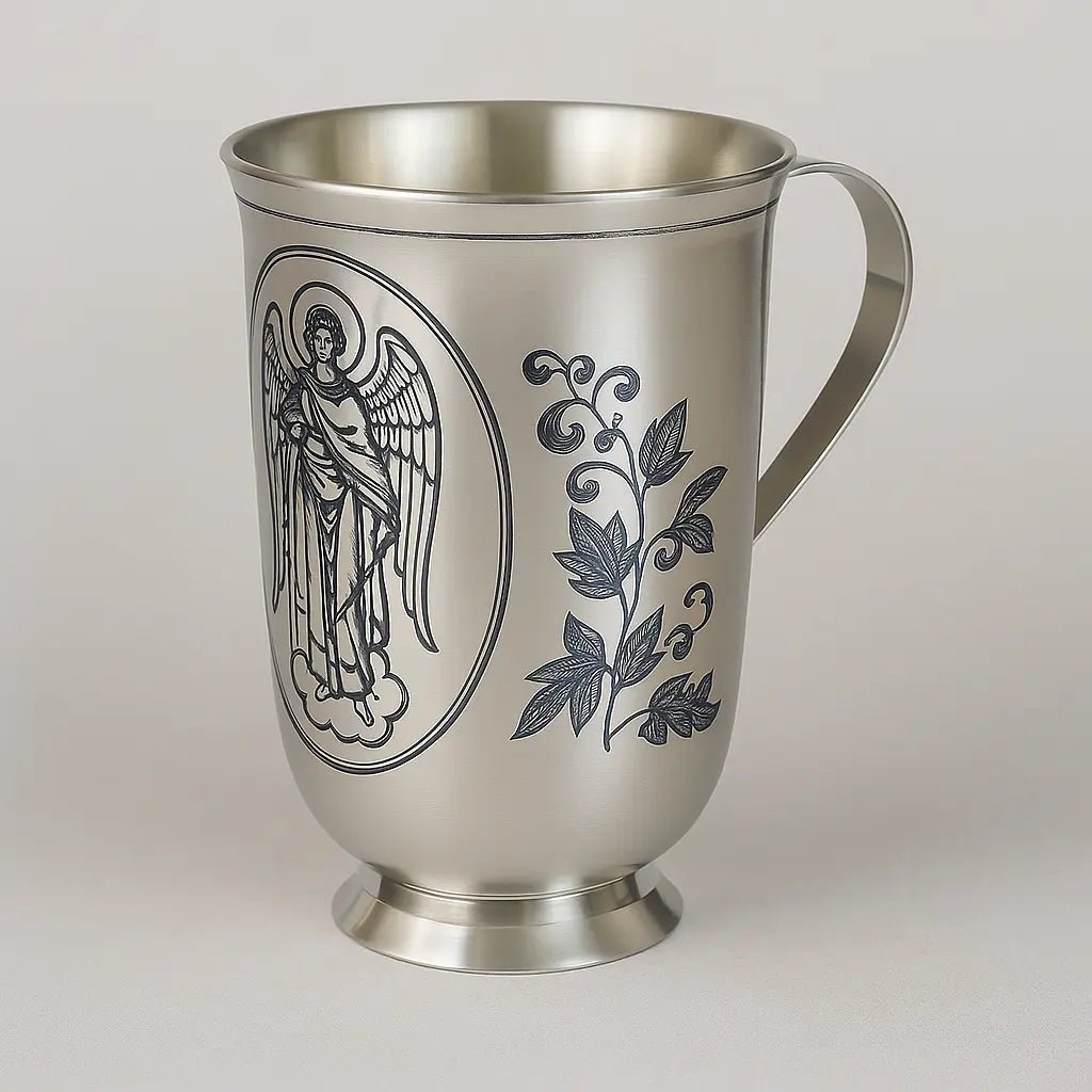 Taufbecher aus 925 Silber Niello - Verzierung Engelmotiv 120 ml