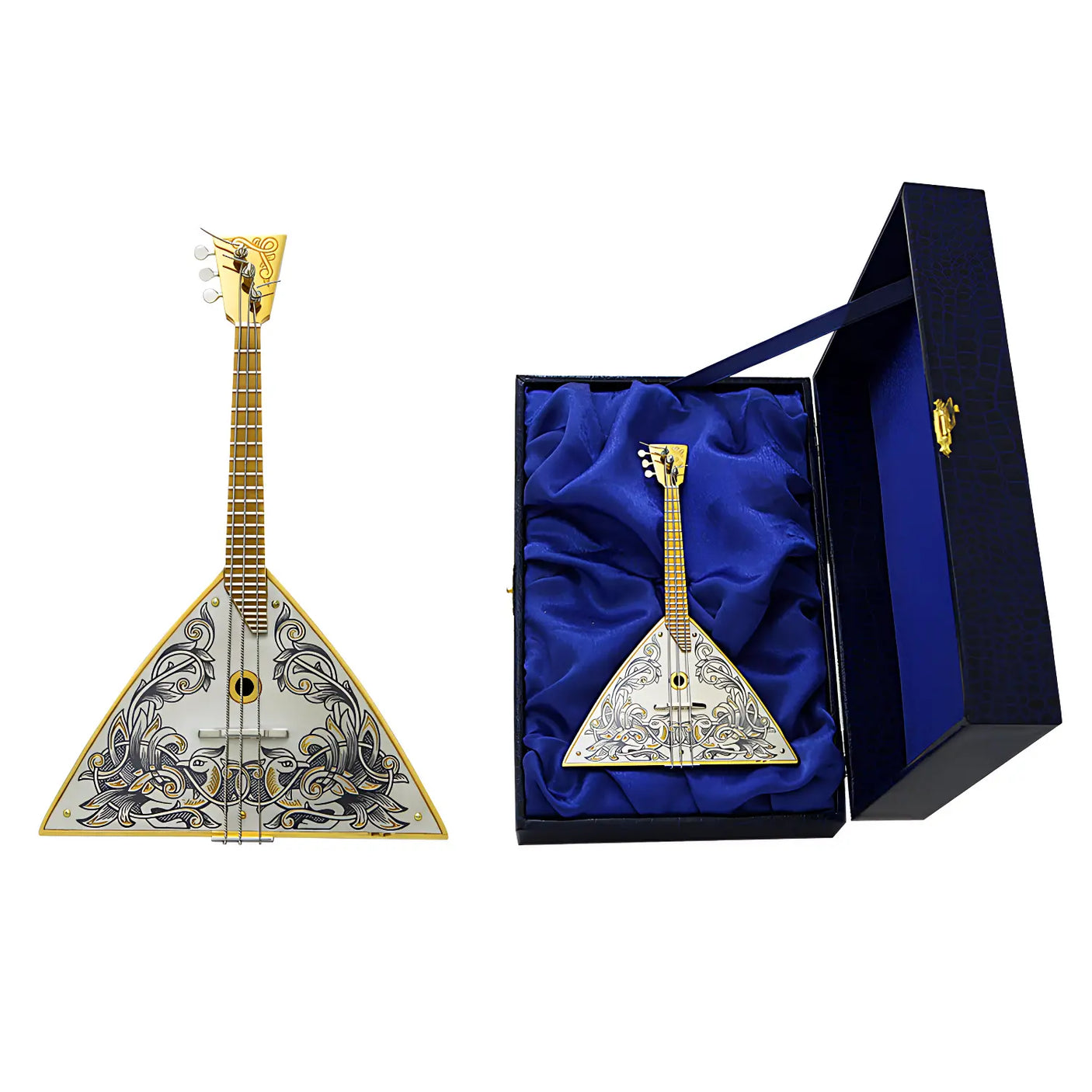 Souvenir - Balalaika „Refrain“ – 925 Silber & Niello, vergoldet