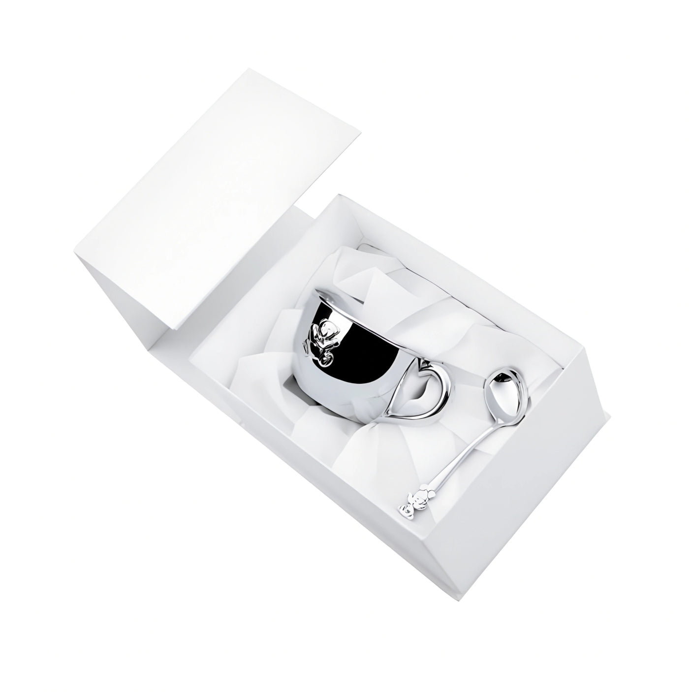 Gift set baby cup & baby spoon 925 silver bear