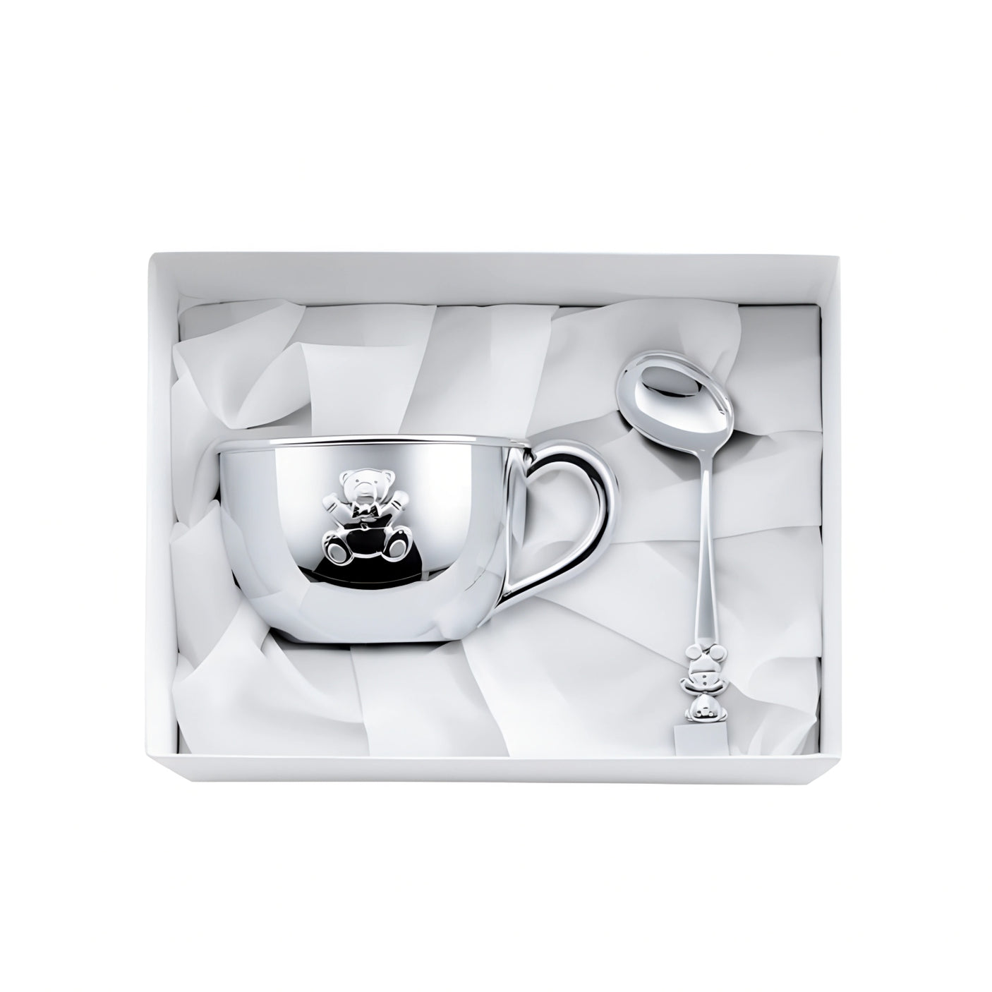 Gift set baby cup & baby spoon 925 silver bear