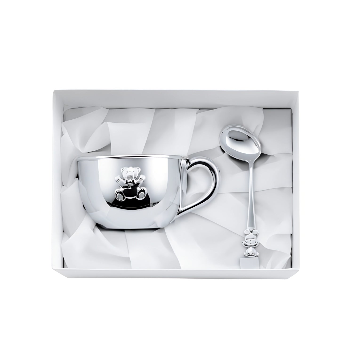 Gift set baby cup & baby spoon 925 silver bear