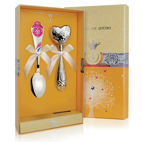 Baby Geschenkset Löffel & Rassel 925 Silber Herz