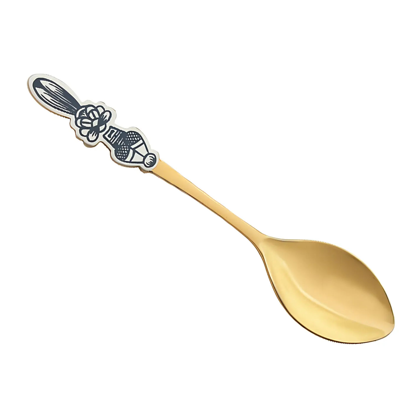 Babylöffel 925 Silber vergoldet – Niello Hase