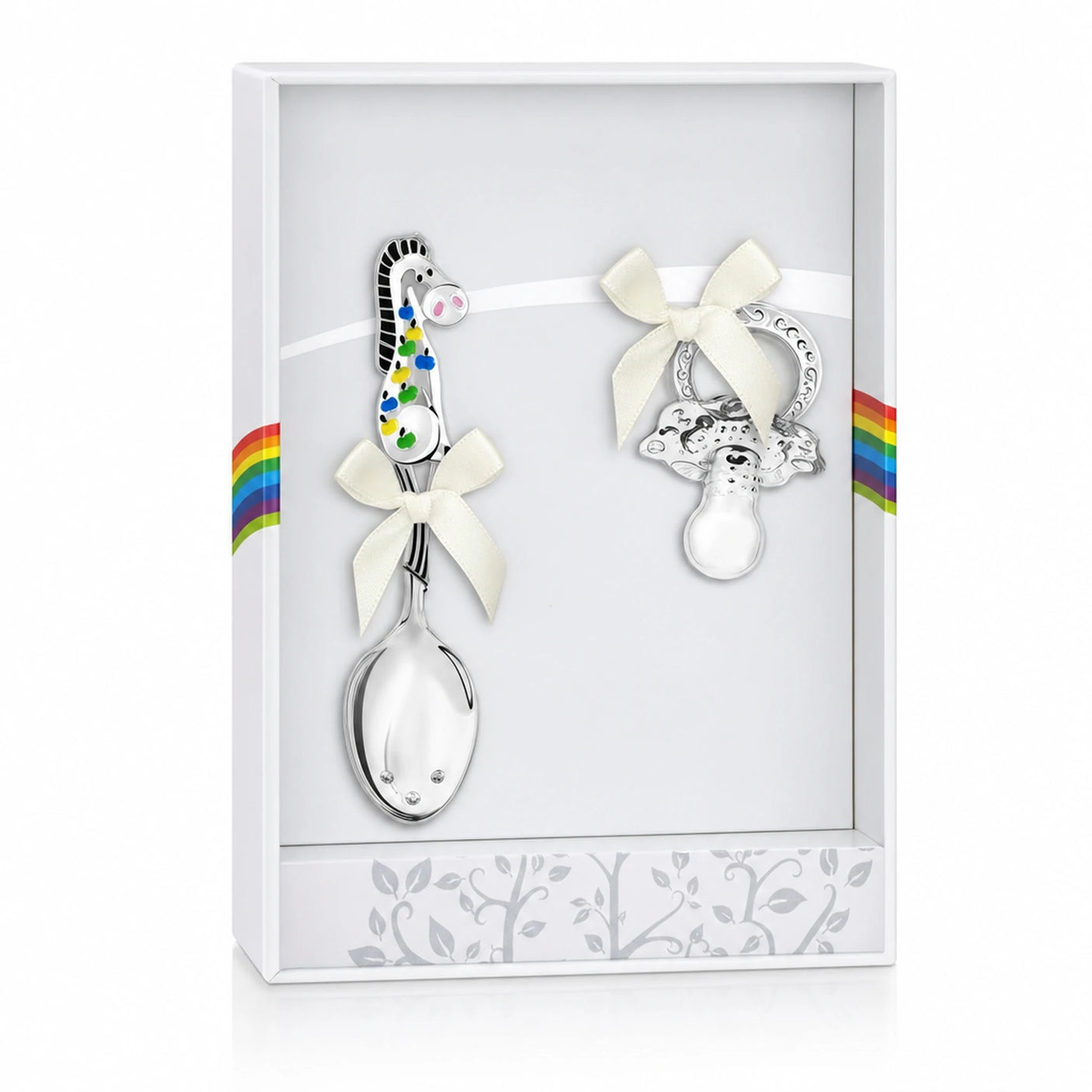 Babylöffel & Schnuller Set 925 Silber Pferd schwarz - Premium Geschenkideen