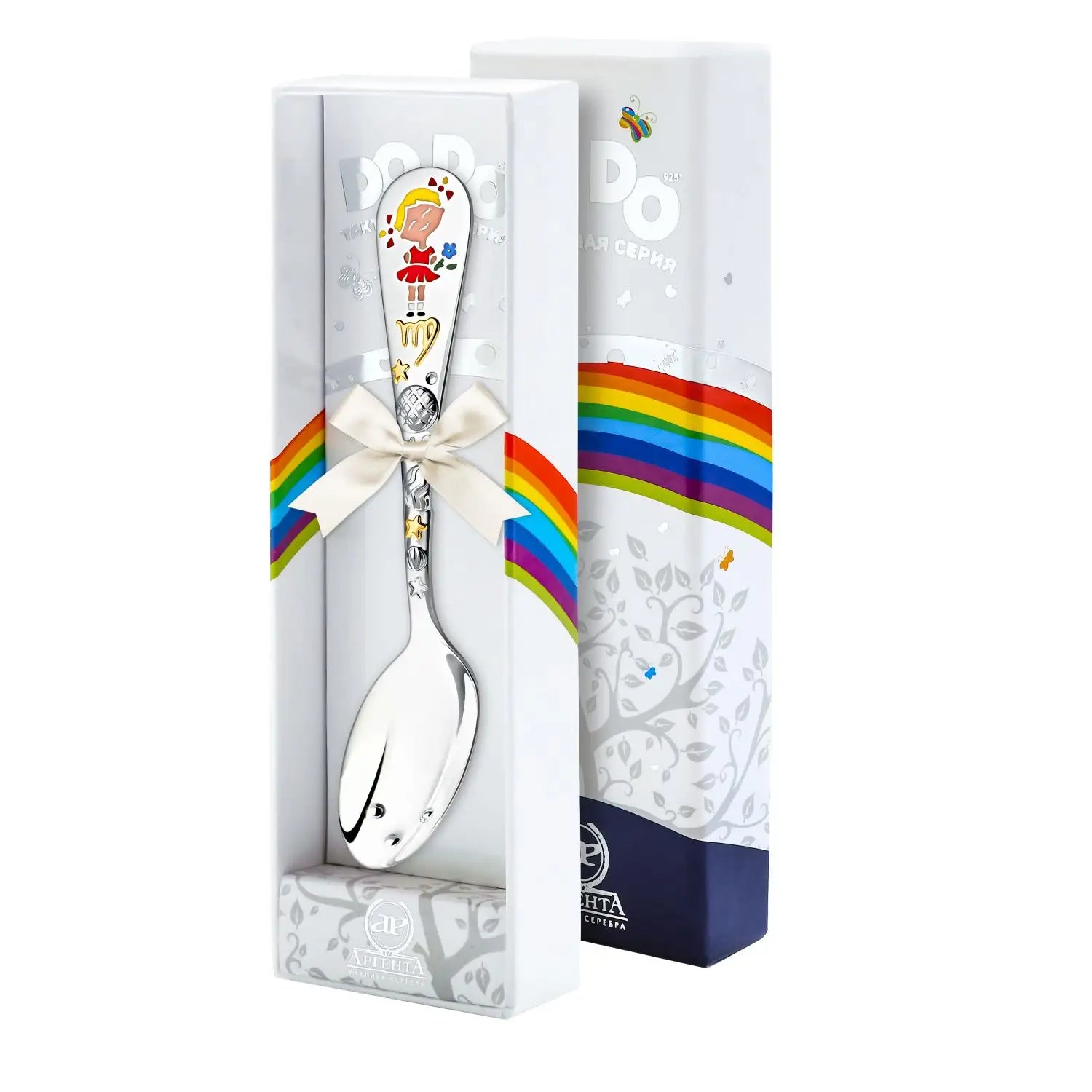 Geschenkbox mit Babylöffel 925 Silber Jungfrau – DoDo-Kollektion Sternzeichen Babygeschenk.