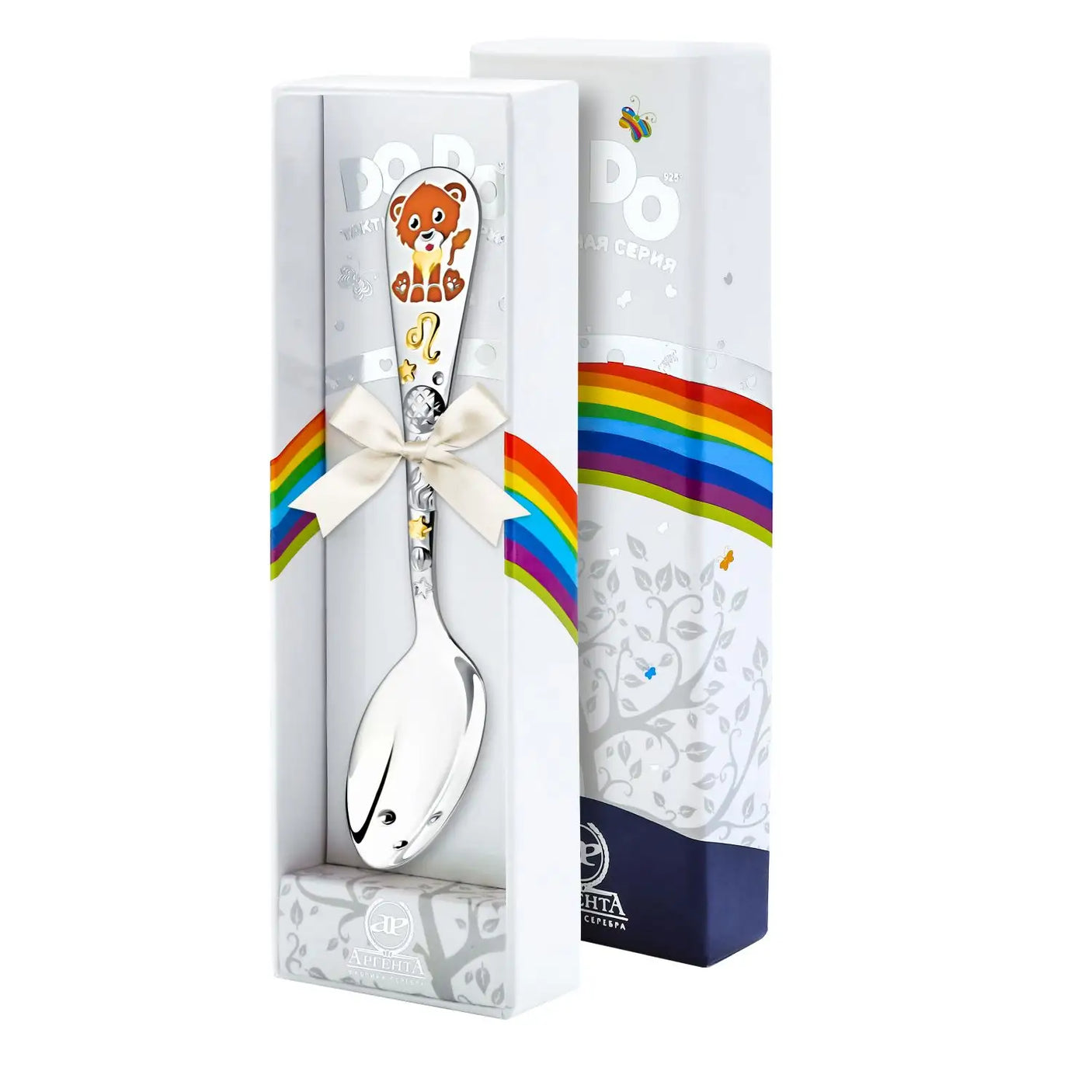 Geschenkbox mit Babylöffel 925 Silber Löwe – DoDo-Kollektion Sternzeichen Babygeschenk.