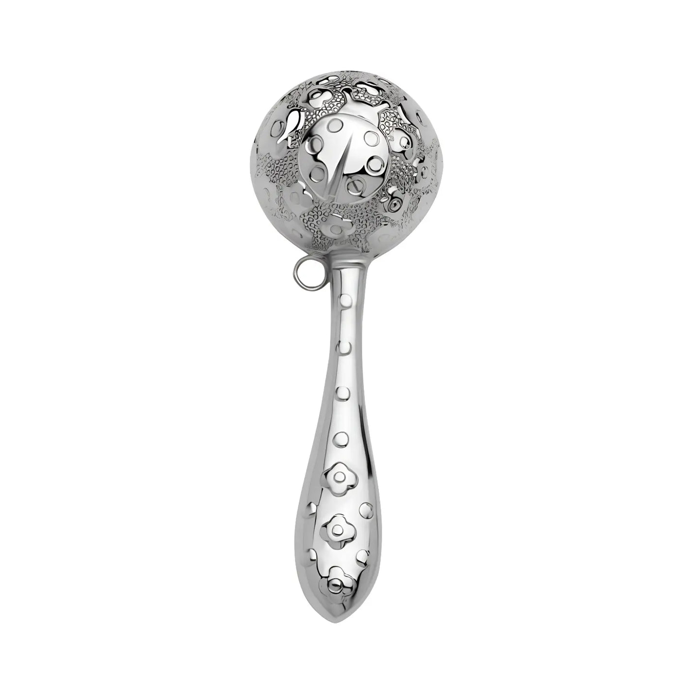 Babyrassel 925 Silber – Marienkäfer, kugelförmig, 14 cm