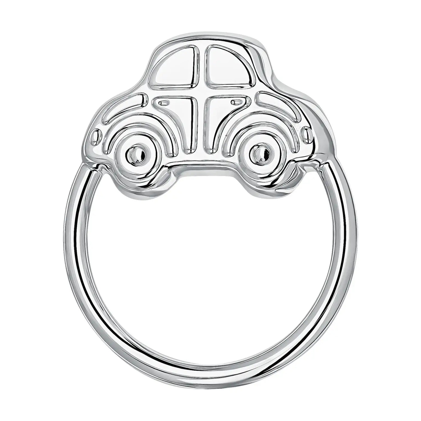 Babyrassel 925 Sterling Silber Auto Ringform klein Beißring handgefertigt Geschenk zur Geburt Jungen