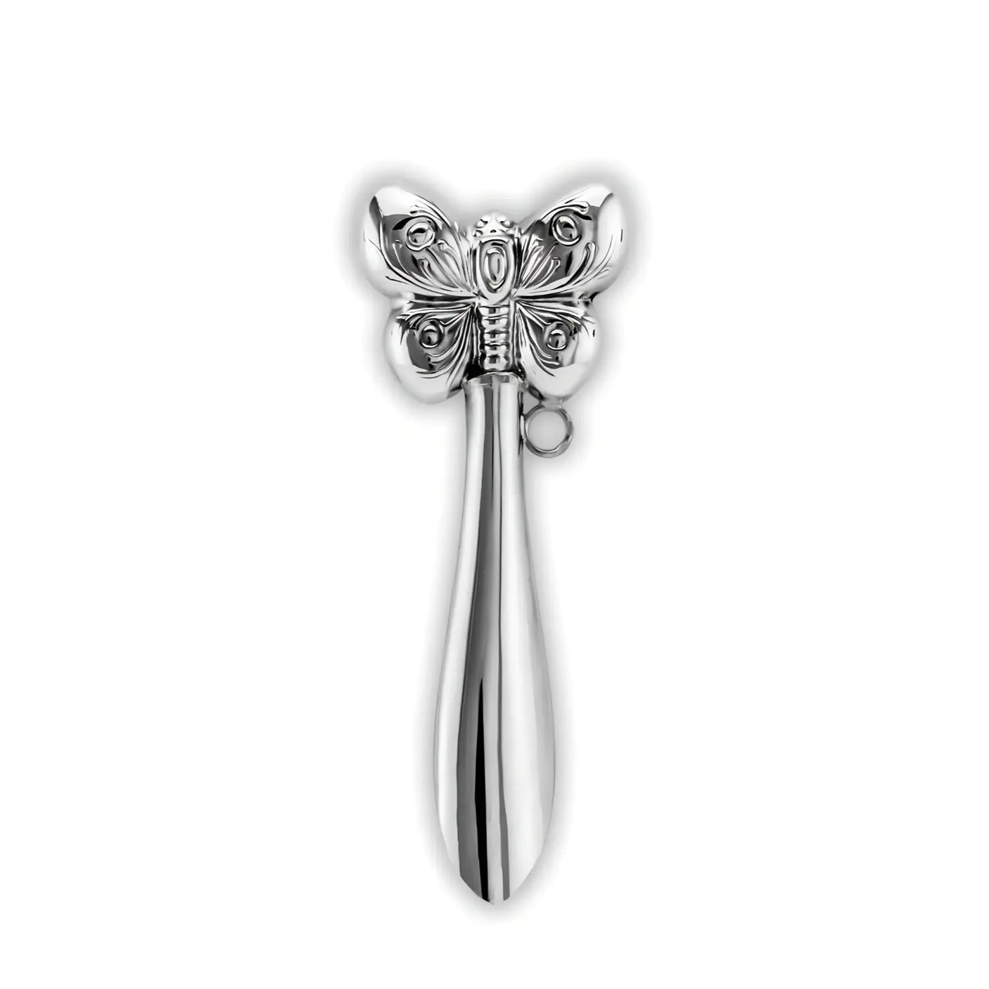 Babyrassel 925 Sterling Silber Schmetterling 12cm gravierbar Geschenk zur Geburt.