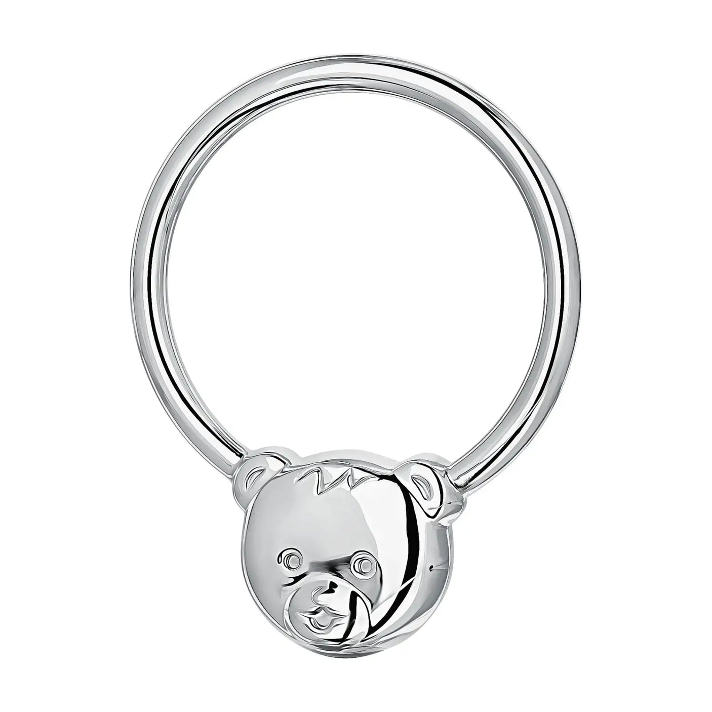 Babyrassel 925 Sterling Silber Teddybär Ringform klein Beißring handgefertigt Geschenk zur Geburt