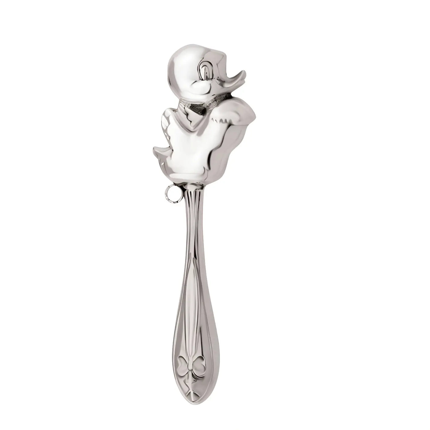 Babyrassel 925 Silber Entlein Stielform – handgefertigt 13cm