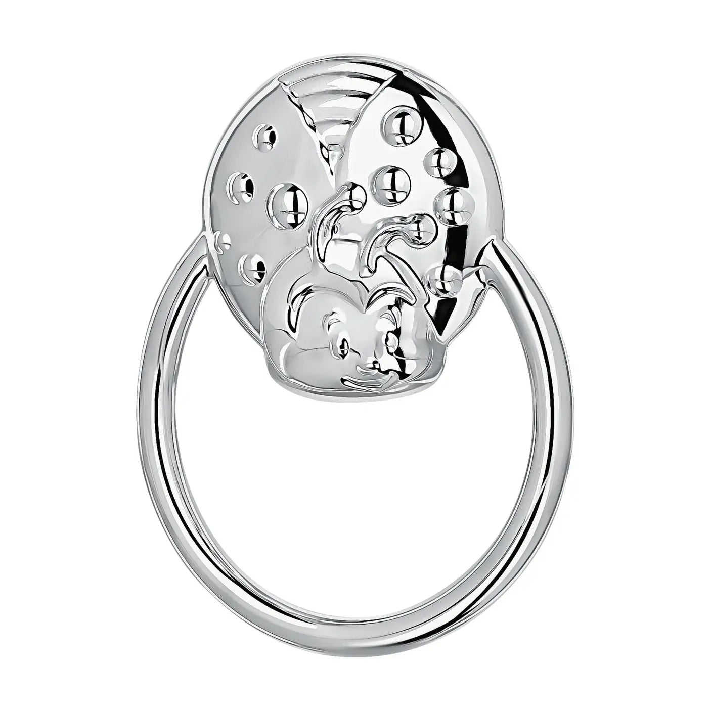 Babyrassel 925 Sterling Silber Marienkäfer Ringform Beißring handgefertigt Geschenk zur Geburt.