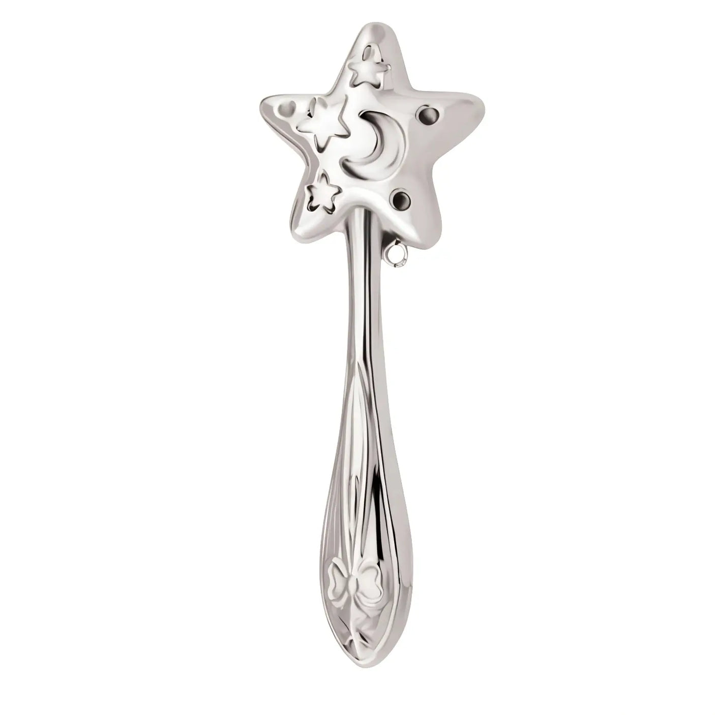 Babyrassel mit Mond & Sternen – 925 Sterling Silber 13cm