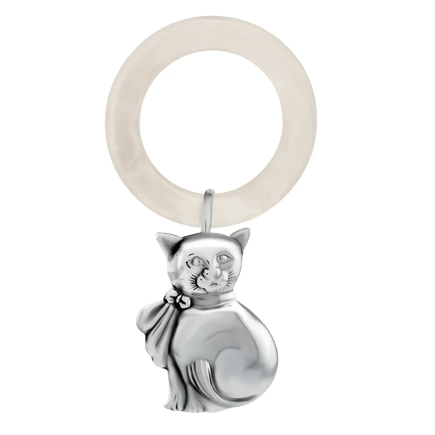 Babyrassel 925 Silber Katze - Acryl Beißring