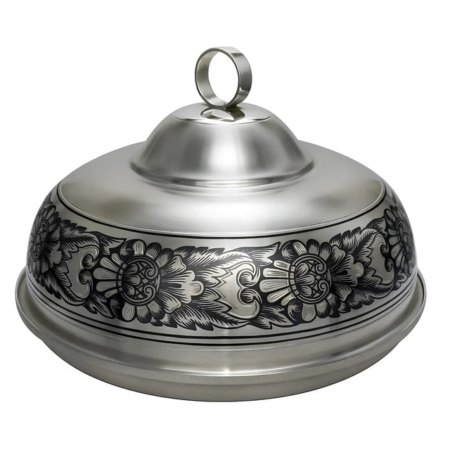 Butterdose 925 Silber mit Deckel & Niello - Gravur Rundform