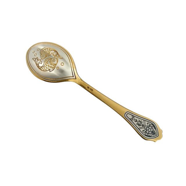 Teelöffel Sternzeichen Fische 925 Silber vergoldet