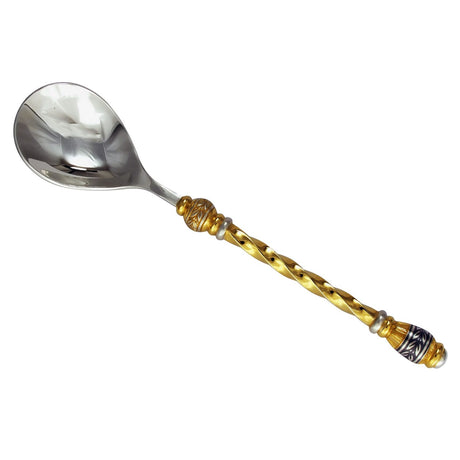 Teelöffel 925 Silber vergoldet mit Niello Verzierung – Kollektion Tradition, königliches Design.