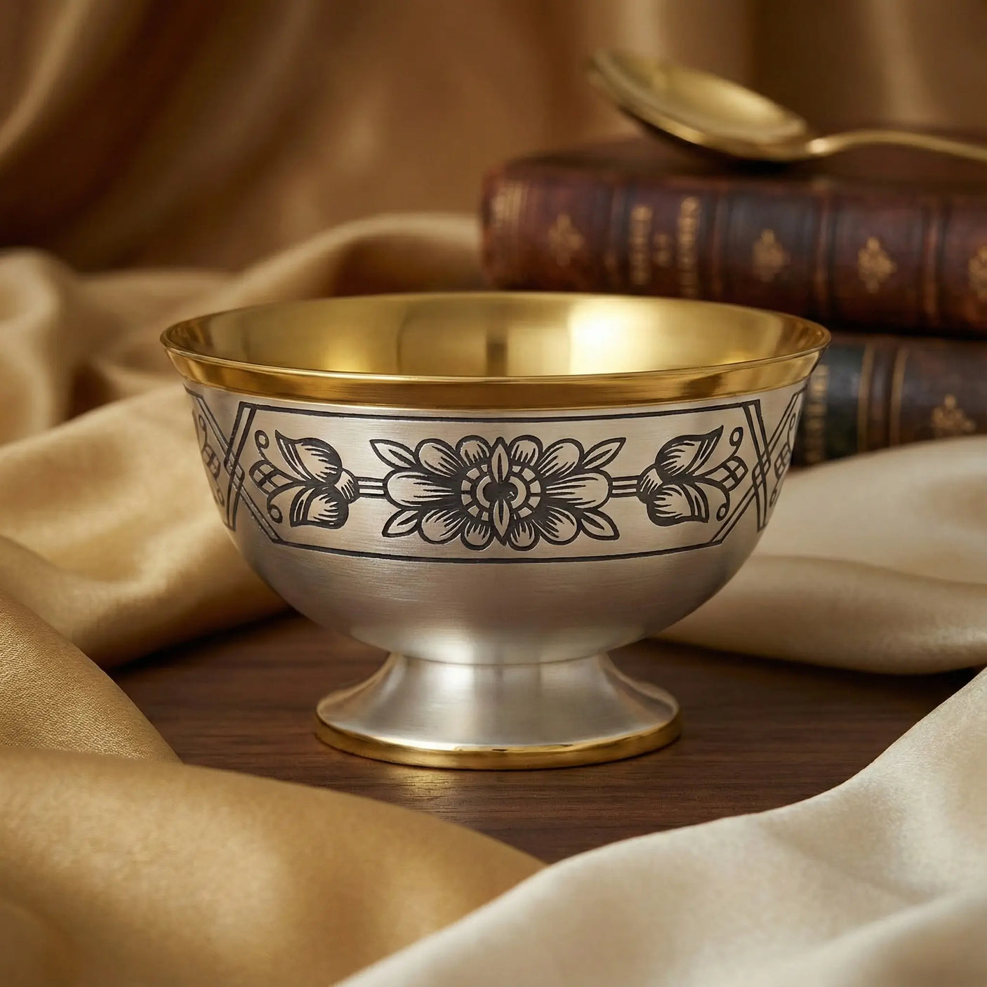 Gewürzschale Set 925 Silber vergoldet Niello | Astra Gold | 2 - teilig