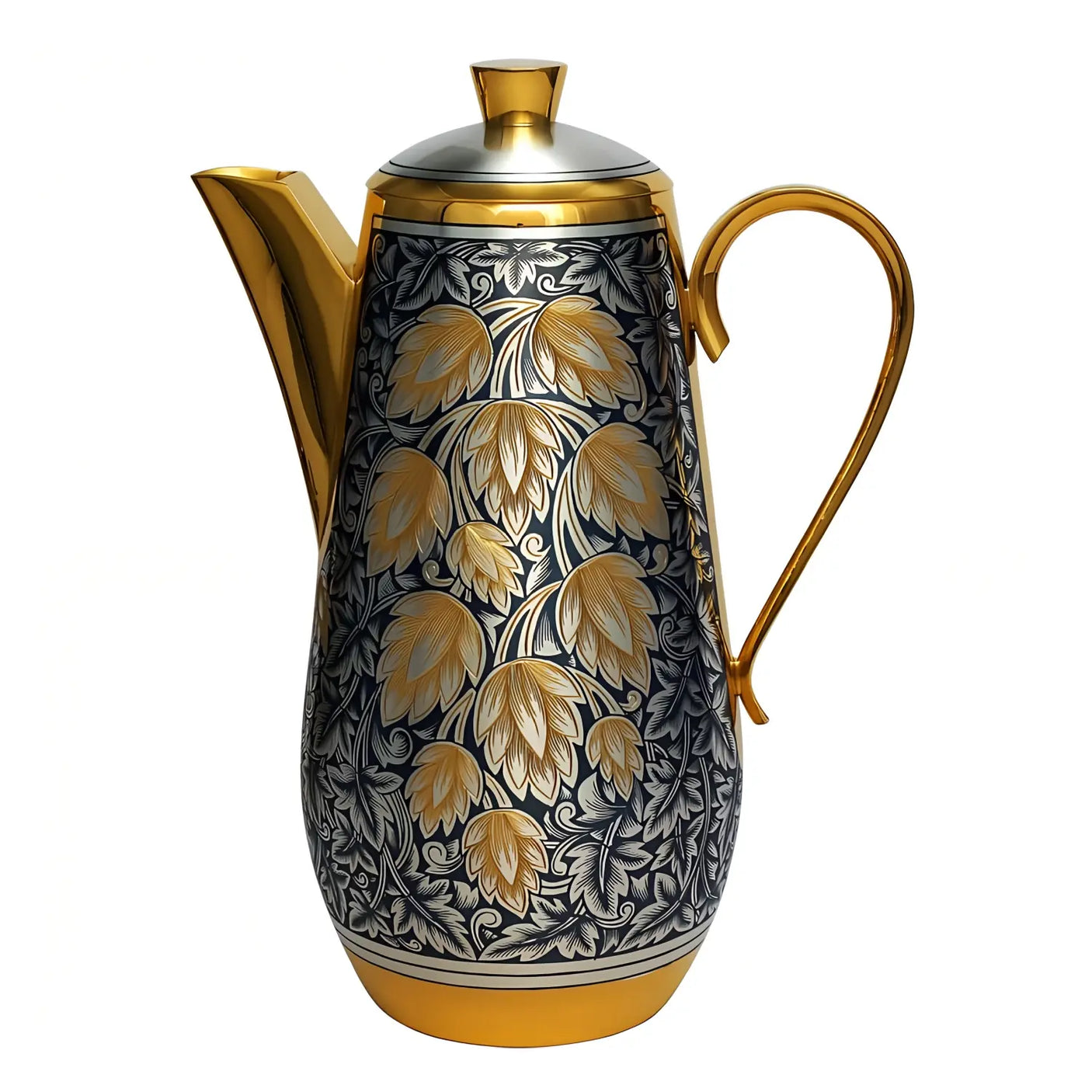 Kaffee - und Teekanne 925 Silber vergoldet – Kollektion „Hopfen“ | Historisches Design (1969)