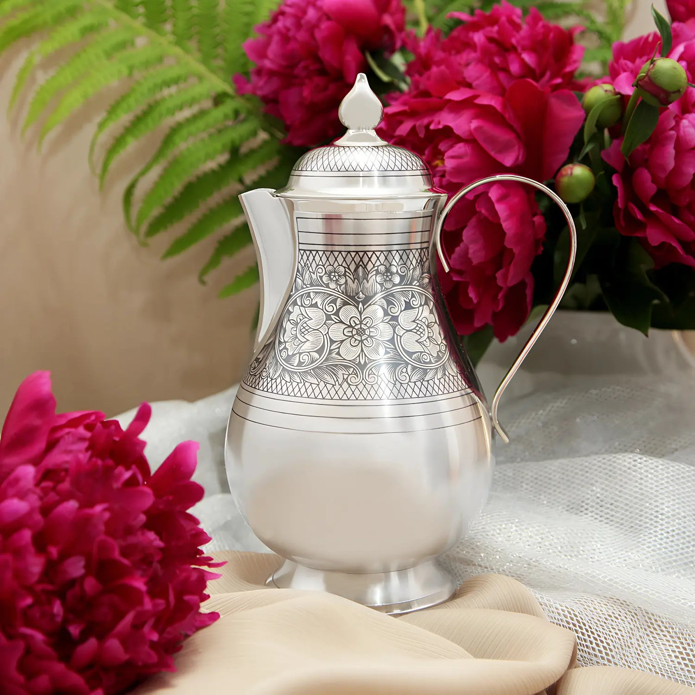 Kaffeekanne 925 Silber Niello 800 ml — Floralis