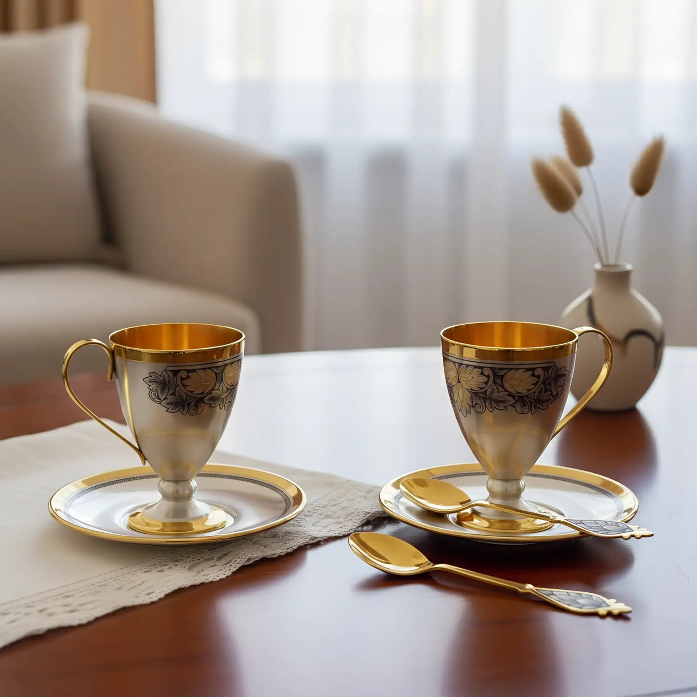 Kaffeeservice Hopfen 925 Silber – Geschenkset für 2 Personen