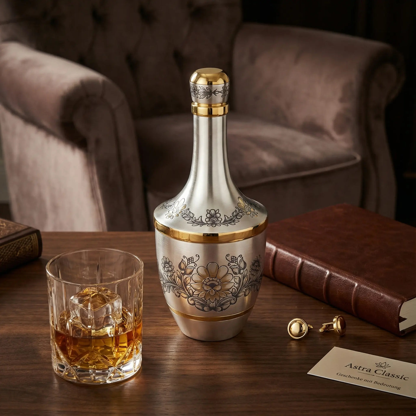 Schnapsservice Set 925 Silber vergoldet Niello | Astra Classic | 4 - teilig