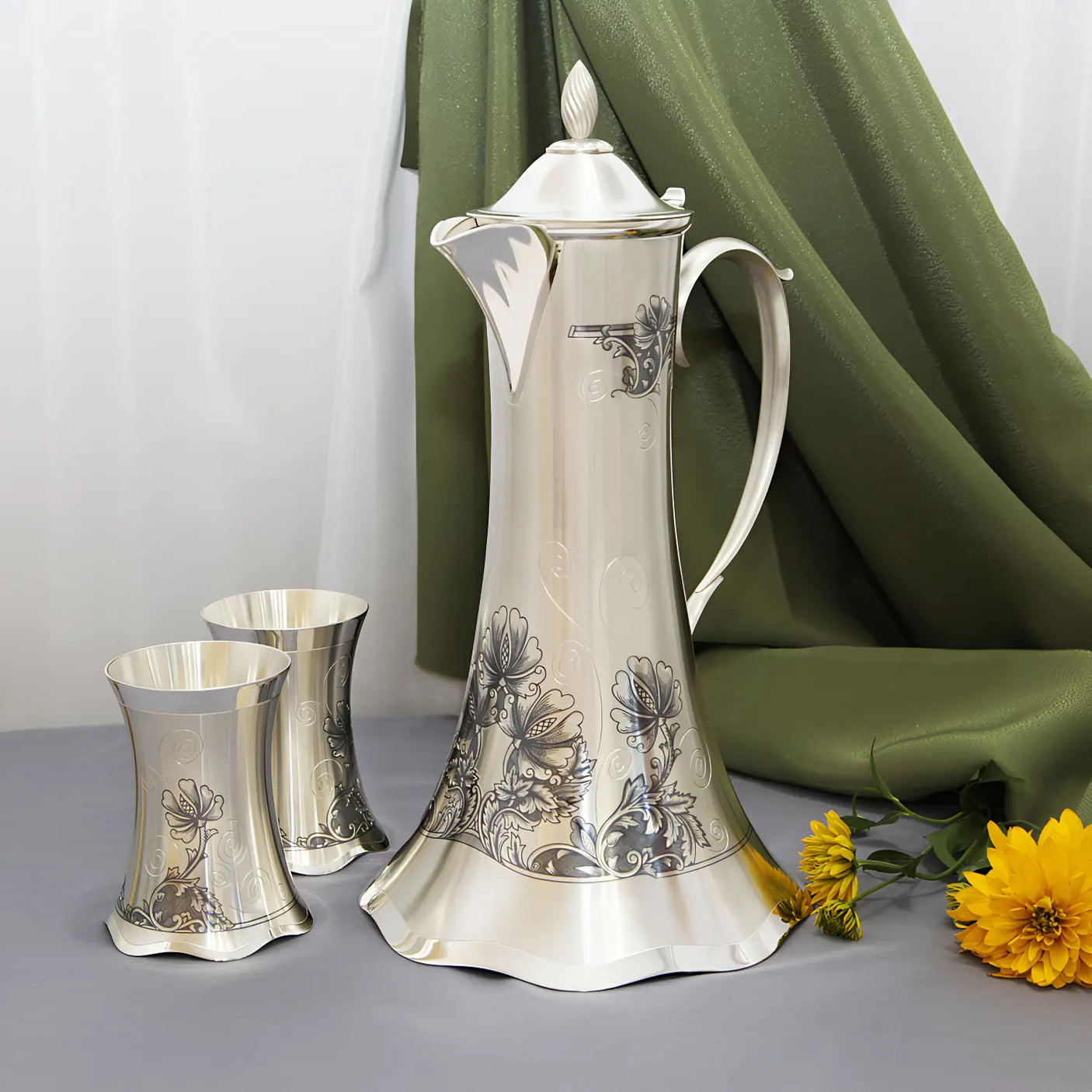 Silberbecher 925 Nielloa Oasis – Blüte in Silber