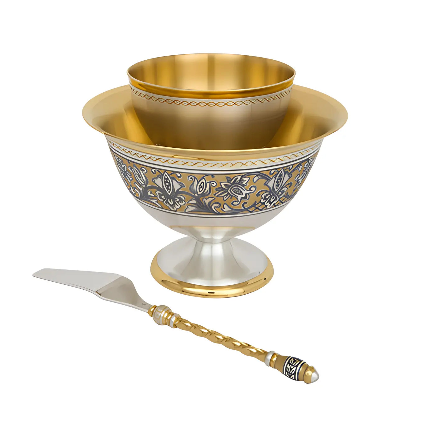 Kaviarschale „Tradition“ – Vergoldetes Niello - Set aus 925 Silber