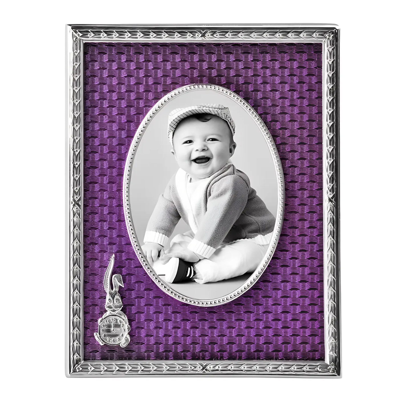 Bilderrahmen für Babys Emaille violett Hase