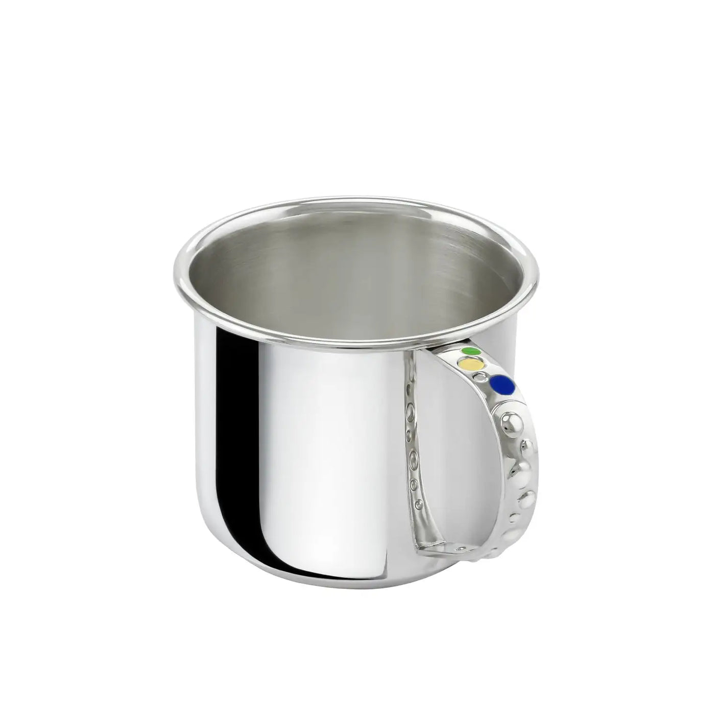 Kinderbecher 925 Silber mit Engel-Relief und Henkel, gravierbarer Taufbecher – exklusives Geschenk zur Taufe oder Geburt.