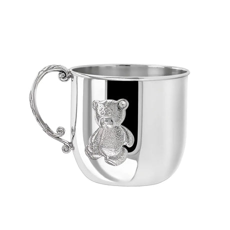 Baby Geschenkset 925 Silber Teddybär – Tasse, Löffel, Teller (3‑teilig)