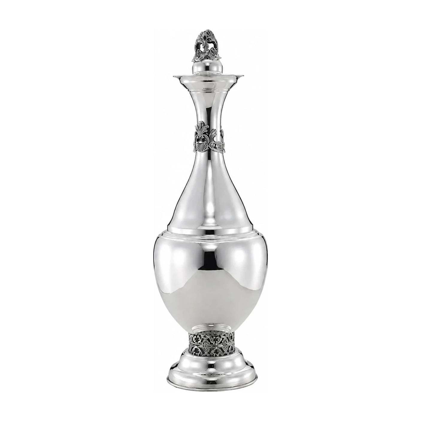 Likörkaraffe 925 Silber Zaramella — Balusterform mit ziselierten Bändern und aufgesetztem Verschluss