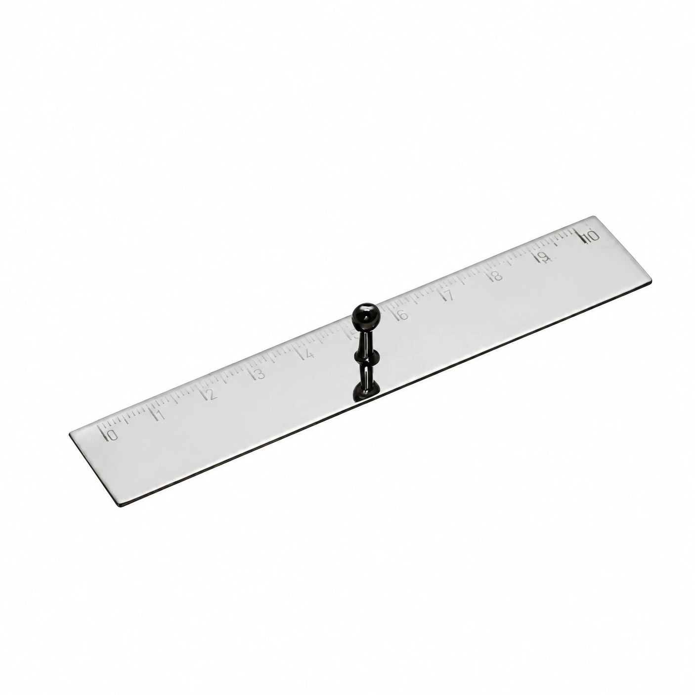 Lineal 925 Silber Zaramella — 11 cm mit gedrechseltem Griffknauf und eingeätzter Zentimeterskala, hochglanzpoliert