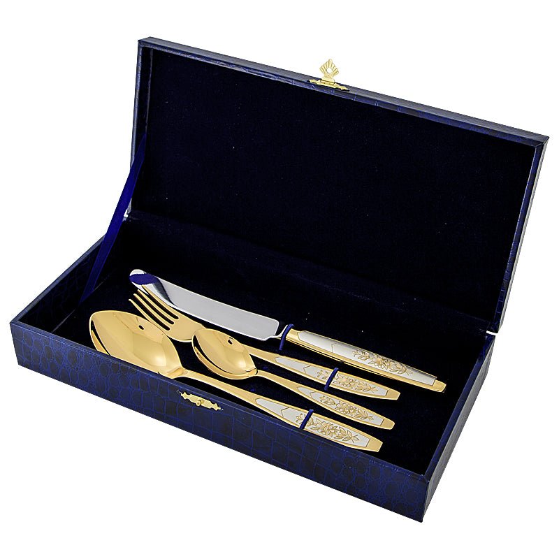 Silberbesteck Set 4 - teilig 925 Silber Astra Non - Niello