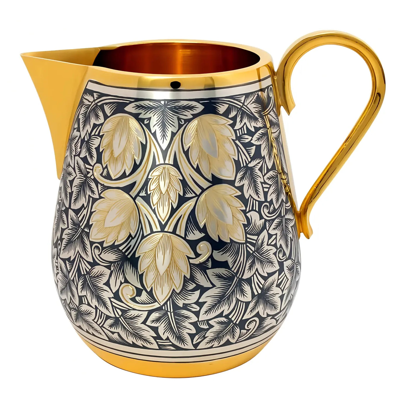 Milchkanne 925 Silber vergoldet – Kollektion „Hopfen“ historisches Design (1969)