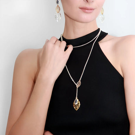 Set „Blattgold“ – Nielloa Schmuckset mit Collier, Ring & Ohrhängern