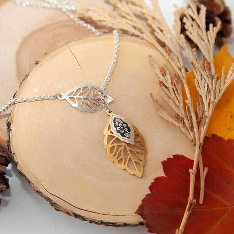 Set „Blattgold“ – Nielloa Schmuckset mit Collier, Ring & Ohrhängern