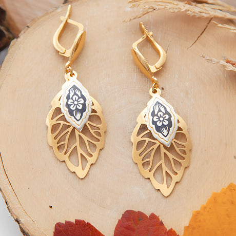 Set „Blattgold“ – Nielloa Schmuckset mit Collier, Ring & Ohrhängern