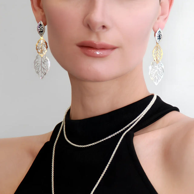 Set „Blattgold“ – Nielloa Schmuckset mit Collier, Ring & Ohrhängern