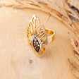 Set „Blattgold“ – Nielloa Schmuckset mit Collier, Ring & Ohrhängern