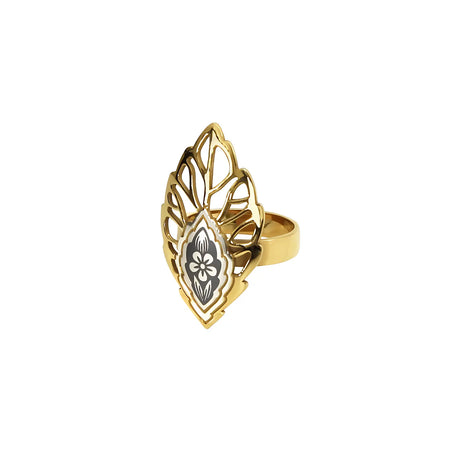 Set „Blattgold“ – Nielloa Schmuckset mit Collier, Ring & Ohrhängern