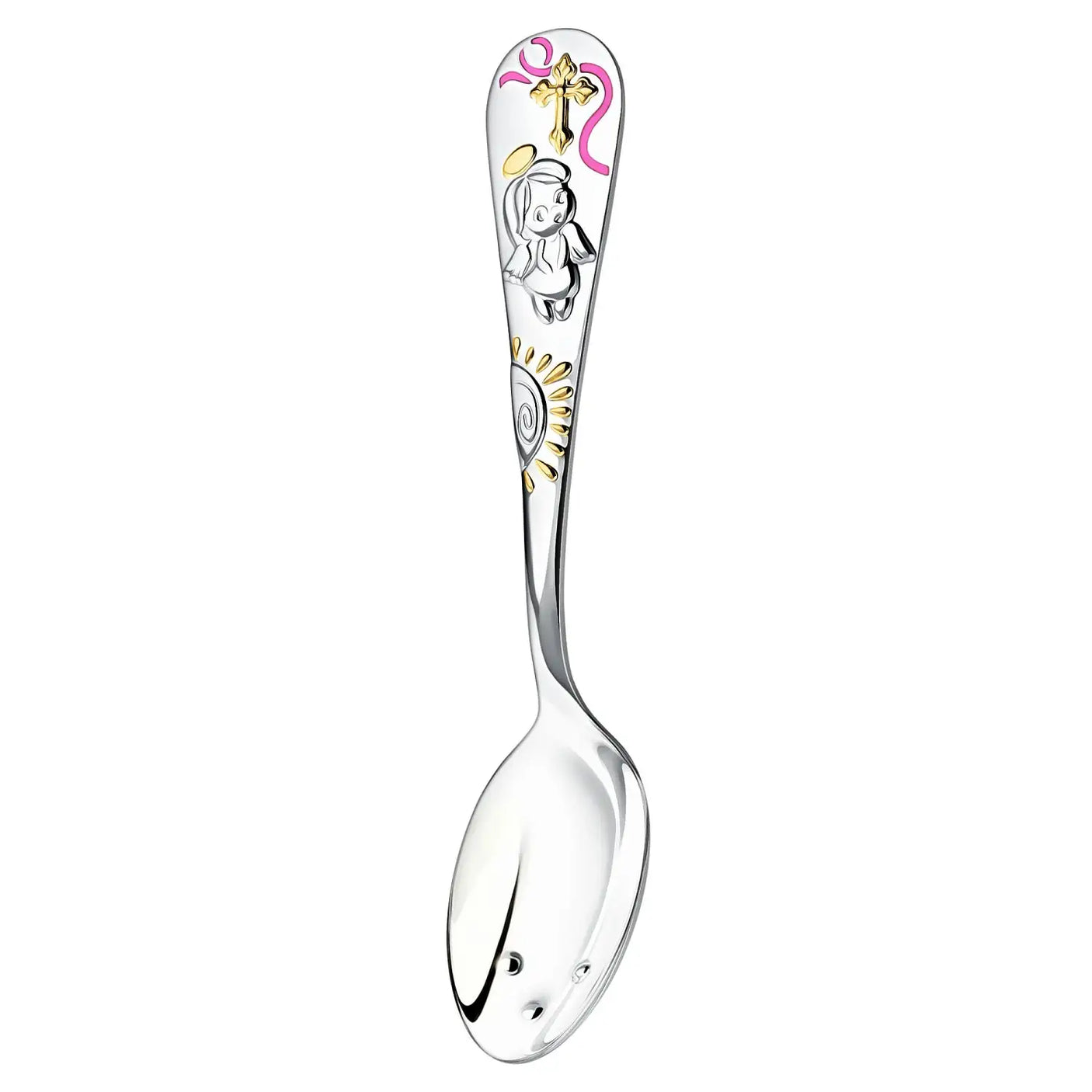 Orthodox Tauflöffel 925 Silber Rosa-Gold mit Schutzengel – Taufgeschenk für Mädchen.