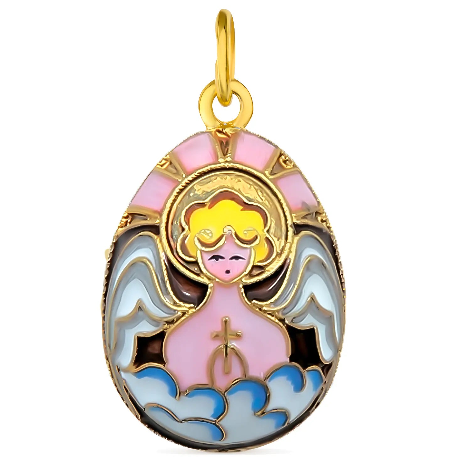 Osteranhänger Schutzengel – Silber, Emaille & Vergoldung