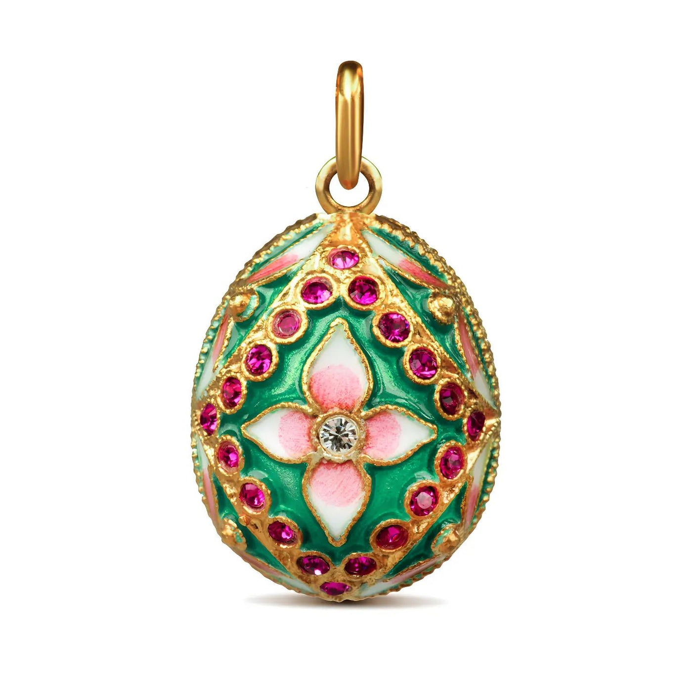 Osteranhänger Blume – Emaille, Kristall & vergoldet