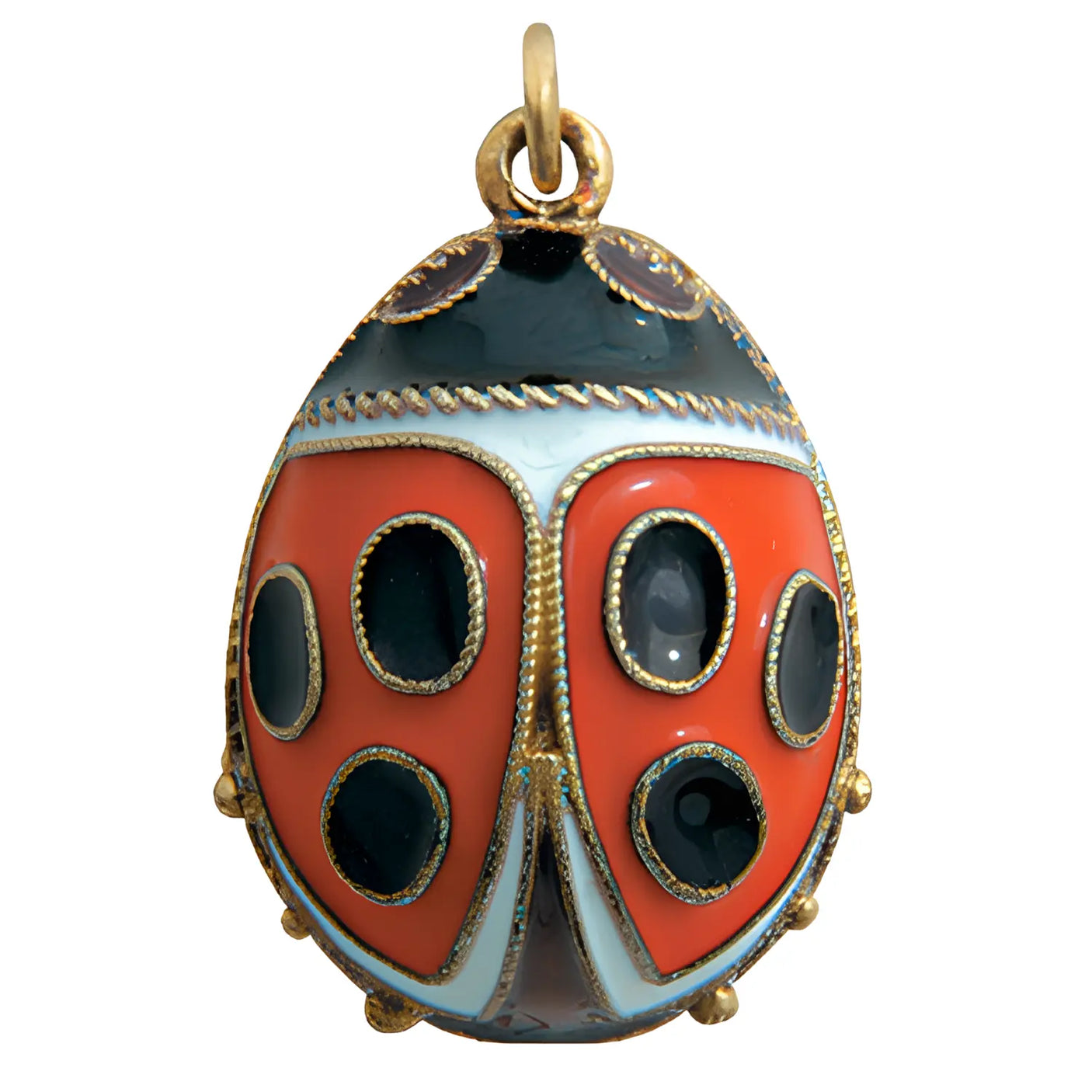 Osteranhänger Marienkäfer – Emaille & vergoldetes Silber