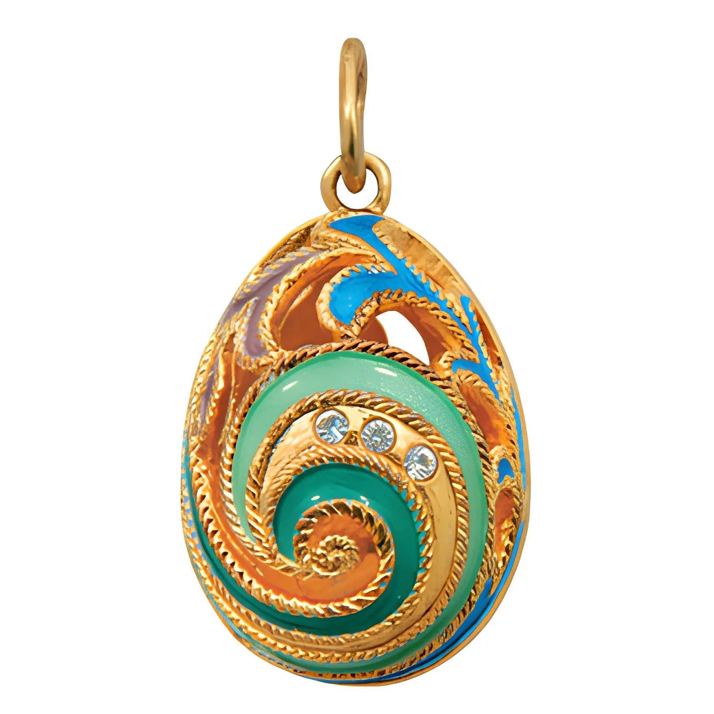 Osteranhänger Spirale – Silber vergoldet & Emaille