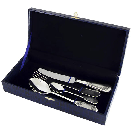 Silberbesteck Set Family – 4 Teile, 925 Silber Niello