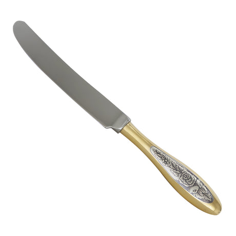 Menümesser aus dem Silberbesteck Set PROVENCE Gold mit vergoldetem Griff und Niello-Muster.