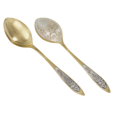 Menülöffel aus dem Silberbesteck Set PROVENCE Gold mit Gold-Finish und Niello-Gravur.